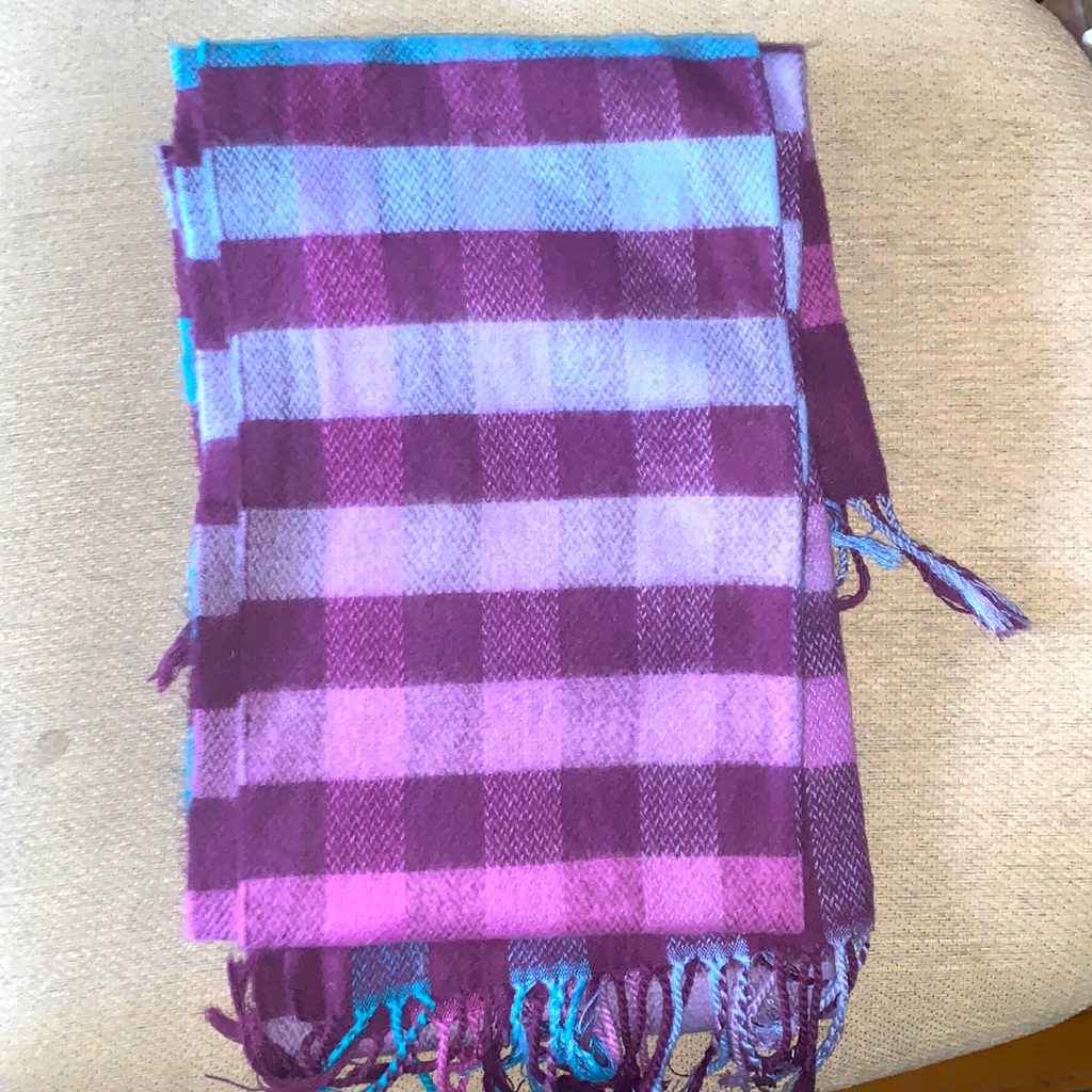 Vintage Checkered Soft Ombr Fringe Scarf